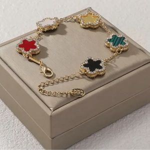 Multi color gold heart bracelet